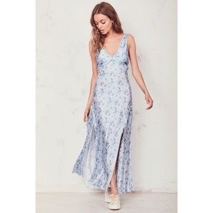 LoveShackFancy Kendall Silk Maxi Dress in Mystical Blue Size XS NWT